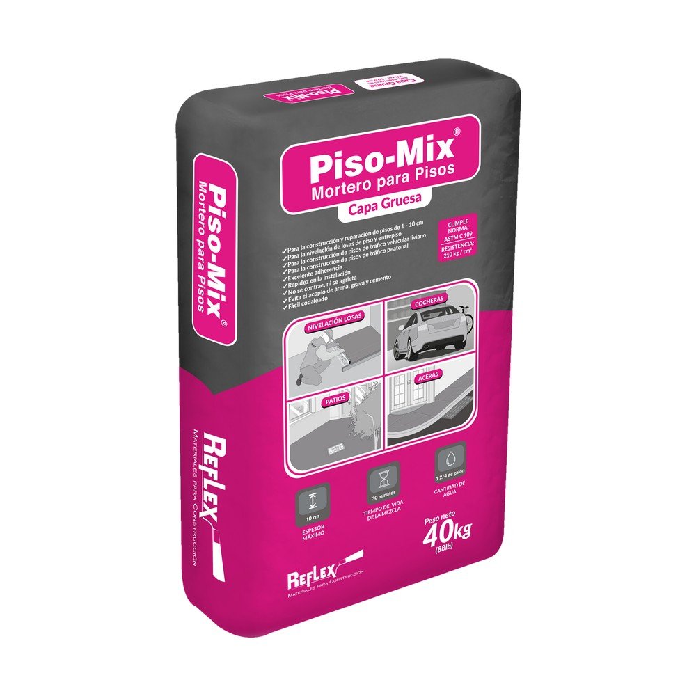 Cemento mortero para piso - mix capa gruesa 40 kg REFLEX